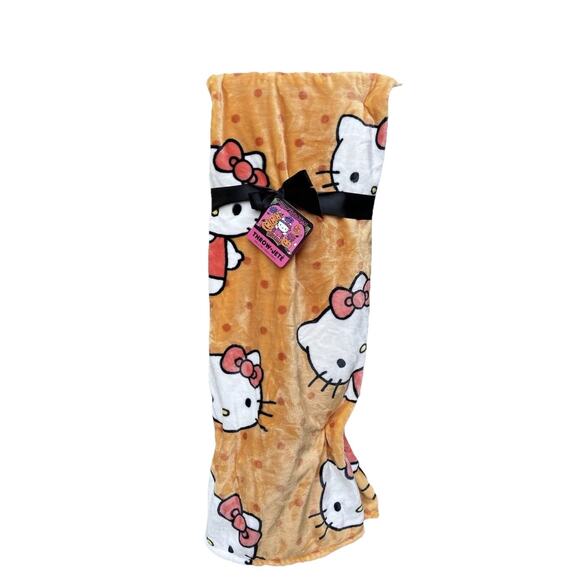 Hello Kitty Fall Harvest Autumn 2025 Orange Polka Dot 60x70” Throw Blanket NEW - Picture 1 of 2